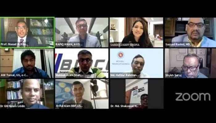 ‘ইম্প্যাক্ট অব ই-কমার্স অন এসএমই’ শীর্ষক ওয়েবিনারে বক্তারা ‘ইম্প্যাক্ট অব ই-কমার্স অন এসএমই’ শীর্ষক ওয়েবিনারে বক্তারা